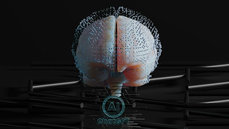 The image features a stylized representation of a brain surrounded by spheres, set against a dark background. It appears to incorporate elements of artificial intelligence, indicated by the prominent 'AI' logo at the base.