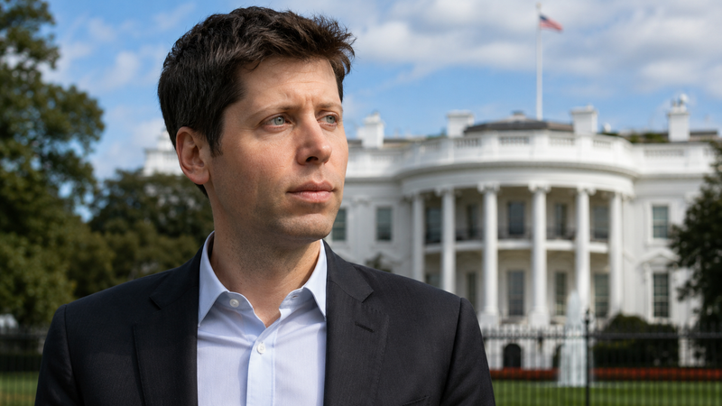 The image shows a man standing in front of the White House, seemingly in a contemplative mood. He is dressed in a dark suit with a light-colored shirt, and the building's iconic architectural features and American flag are visible in the background, hinting at a political or influential context.