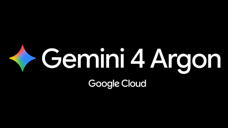 The image features the logo and branding for Gemini 4 Argon, associated with Google Cloud. It is presented on a black background, emphasizing a modern and tech-focused design.