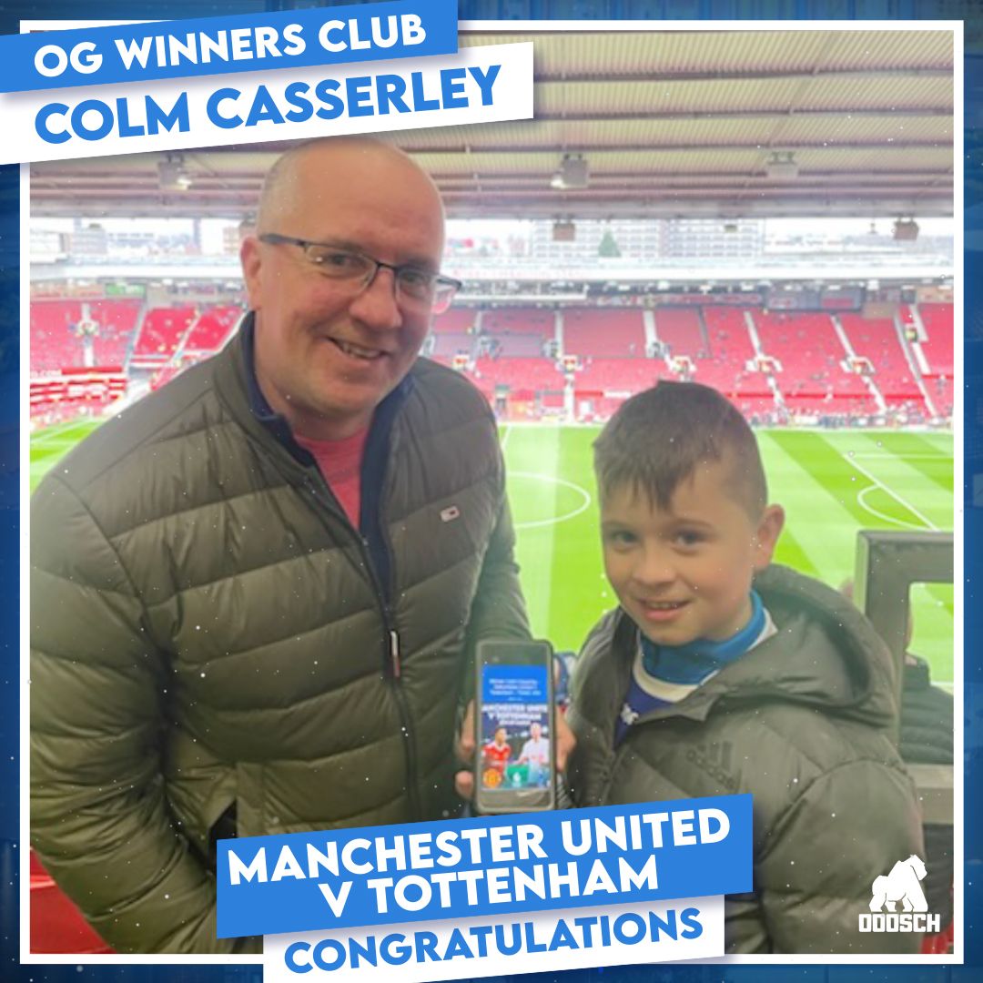 Winner: Colm Casserley –  Manchester United V Tottenham – Ticket: A92