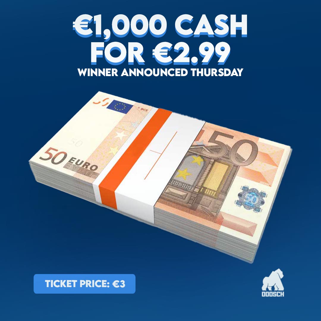 Winner: Claire Timon –  €1,000 Cash – Ticket: A33