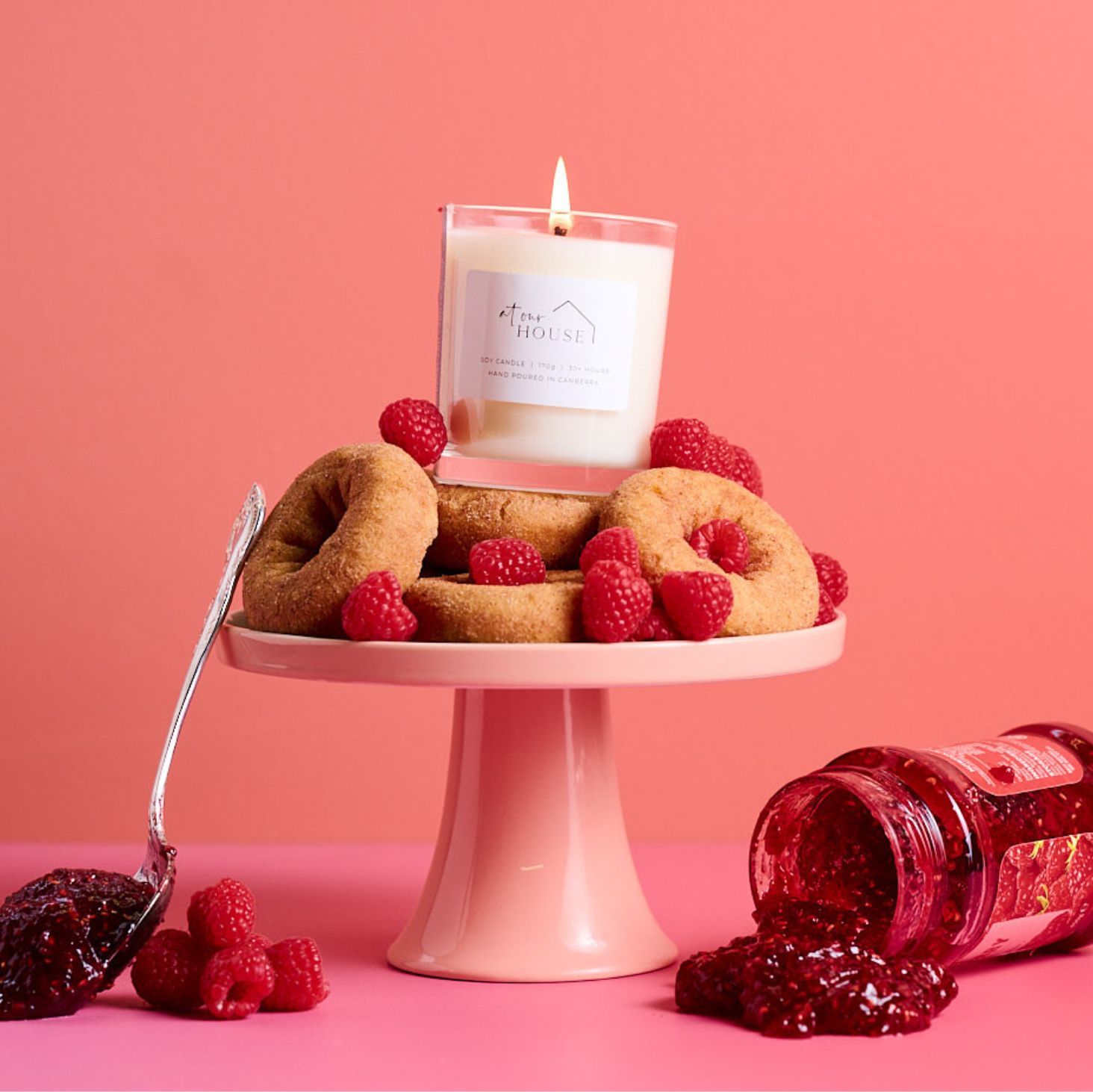 Locally made Valentine's Day gift of a jam donut candle from Zealous & Co. at POP Local