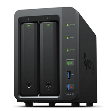 Synology DS 718+ NAS device used for professional photography storage and backup