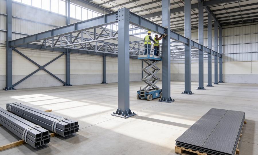 Mezzanine construction: how a platform goes up, and the rules that govern the steel