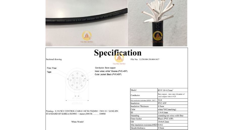 Cáp Điều Khiển Sangjin Không Lưới 10 Core x 1,25 mm² (Sangjin RVV 10x1,25mm²): Sự Lựa Chọn Hoàn Hảo Cho Hệ Thống Điều Khiển Công Nghiệp Hiện Đại