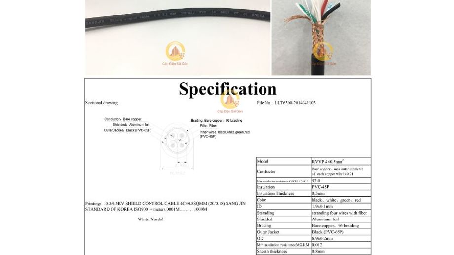 Cáp Điều Khiển Sangjin 4 Core x 1,25 mm2 (Sangjin RVVP 4x1,25mm2): Giải Pháp Cáp Công Nghiệp Tiên Tiến Cho Hệ Thống Điều Khiển Và Tự Động Hóa