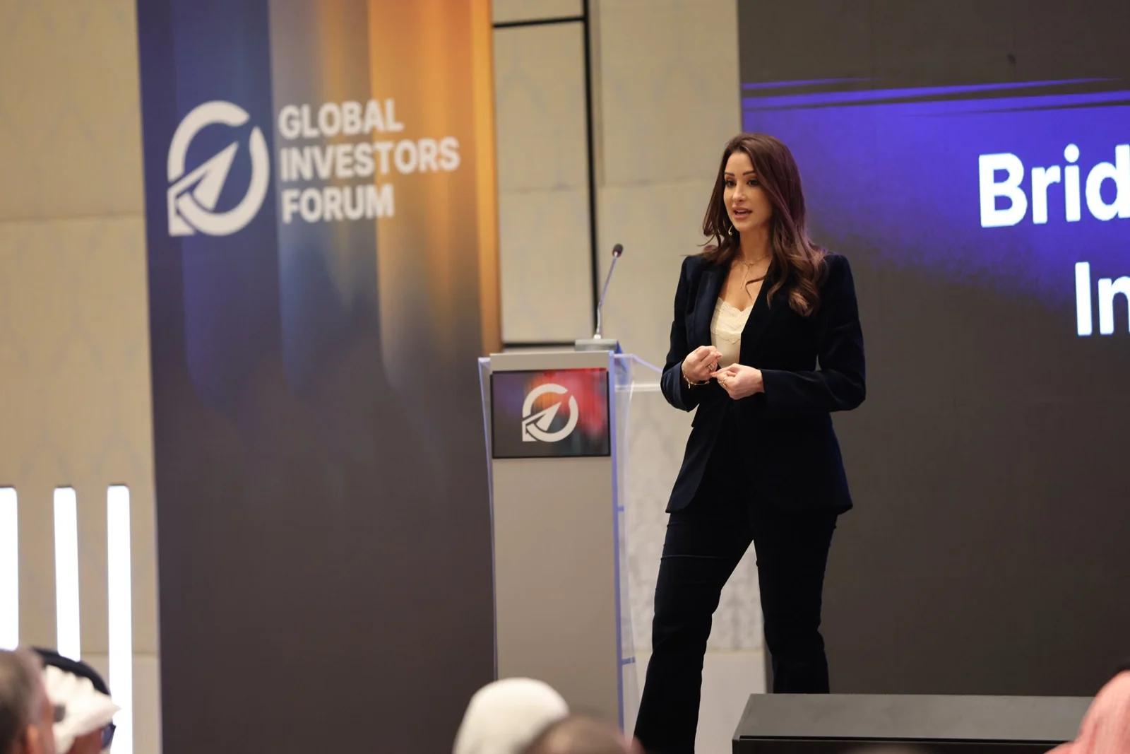 A speaker on the forum stage at GIF Georgia 2025.