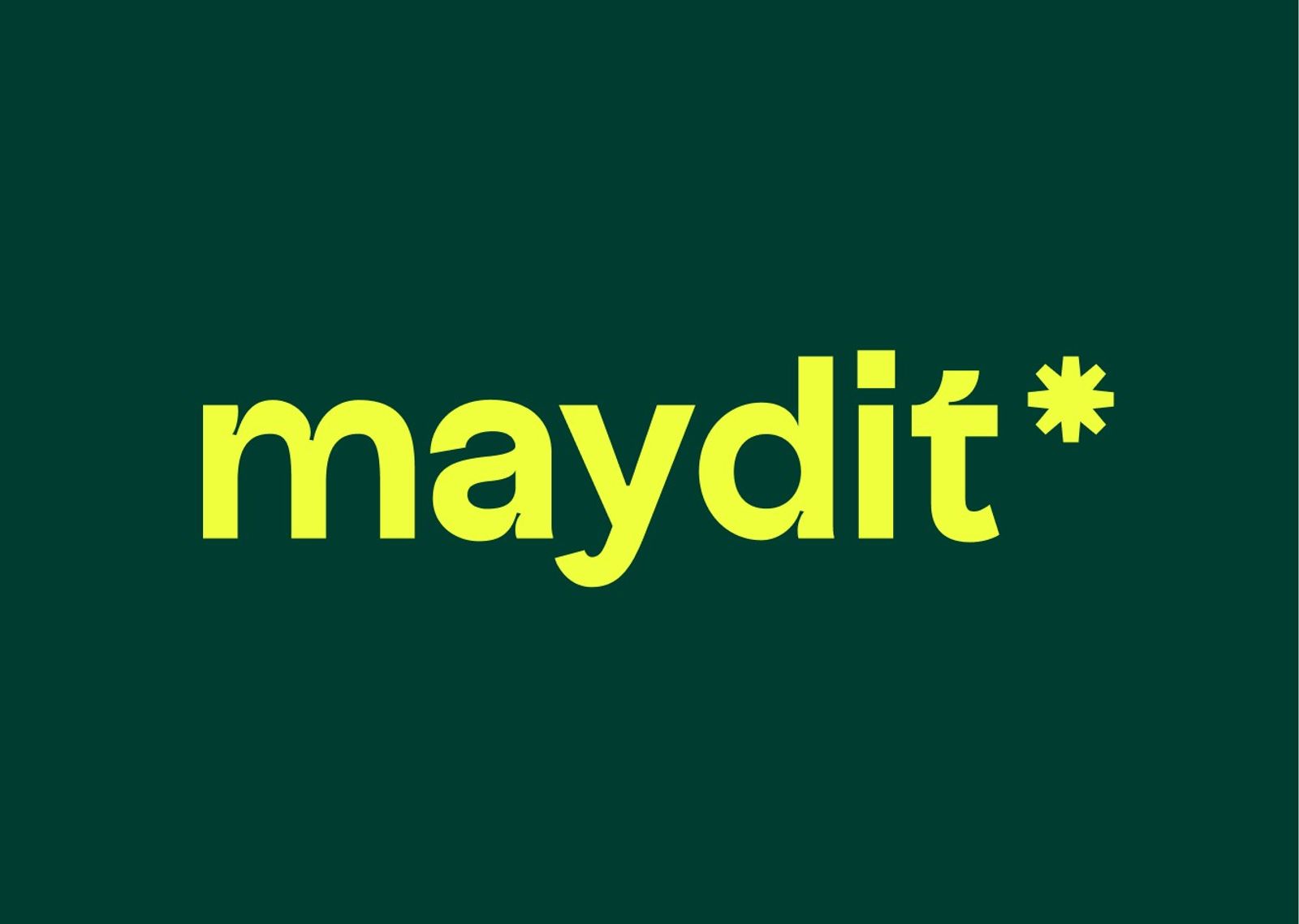 The maydit* wordmark in yellow on dark green