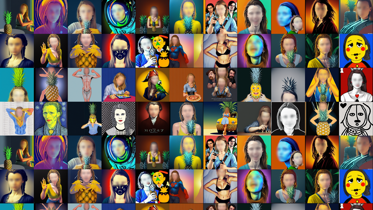 Eine Collage der generierten Bilder