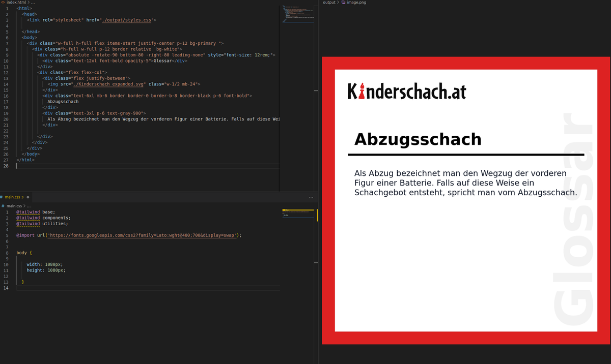 HTML und CSS mit dem generierten Bild