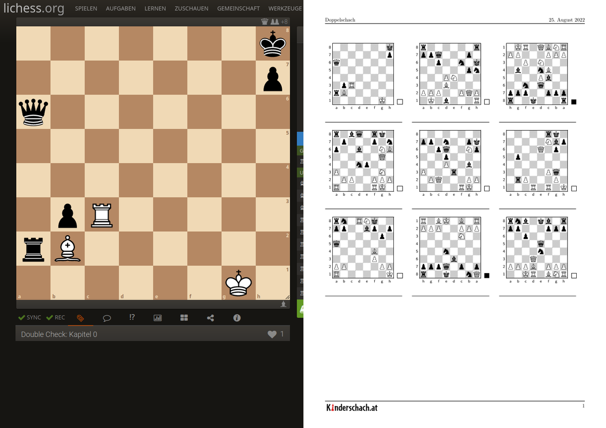 Eine Lichess-Studie und ein entsprechendes Arbeitsblatt.