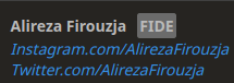 Der Link zum FIDE-Profil von Alireza Firouzja