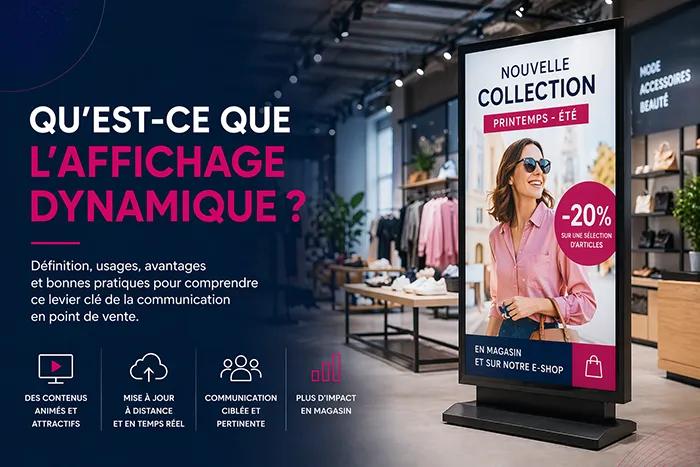 Écrans d’affichage dynamique diffusant des contenus promotionnels dans un point de vente