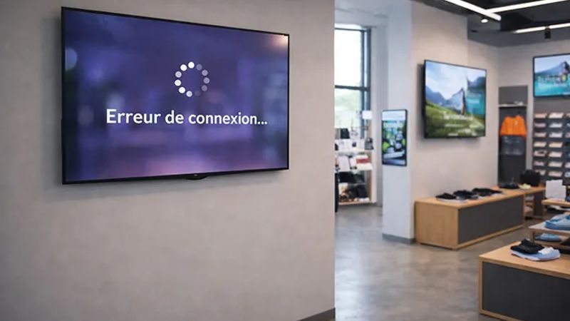 Écrans d’affichage dynamique dans un magasin moderne pour illustrer la communication visuelle en point de vente
