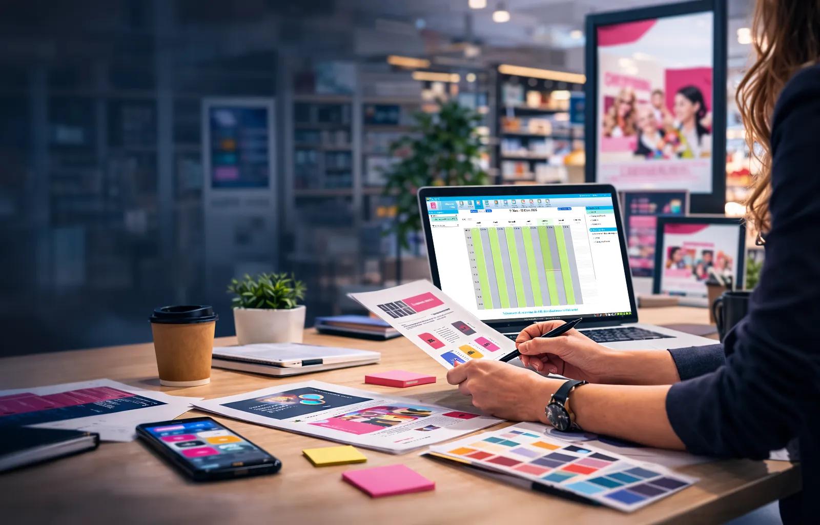 Équipes siège et point de vente coordonnant les messages de communication magasin