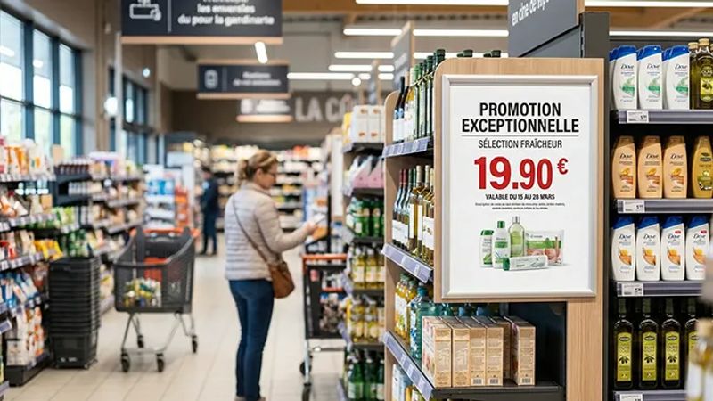Affiche promotionnelle en magasin conçue pour améliorer la lisibilité d’une offre en point de vente