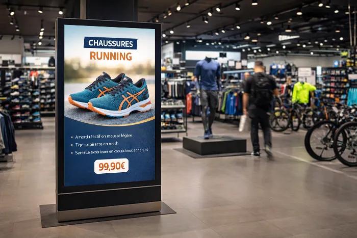 Écrans d'affichage dynamique dans un point de vente moderne