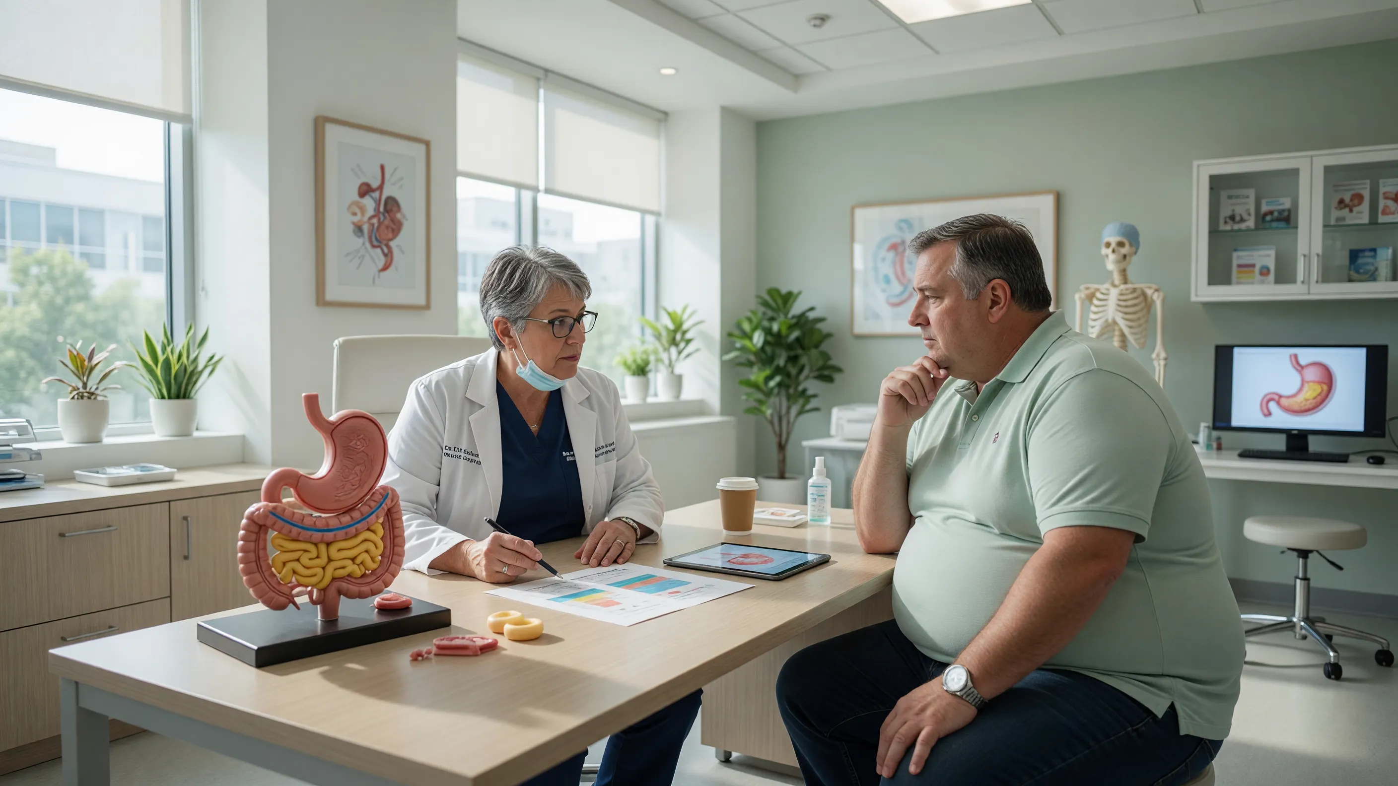 Bariatric surgeon explaining sleeve gastrectomy cost in Hyderabad to a patient