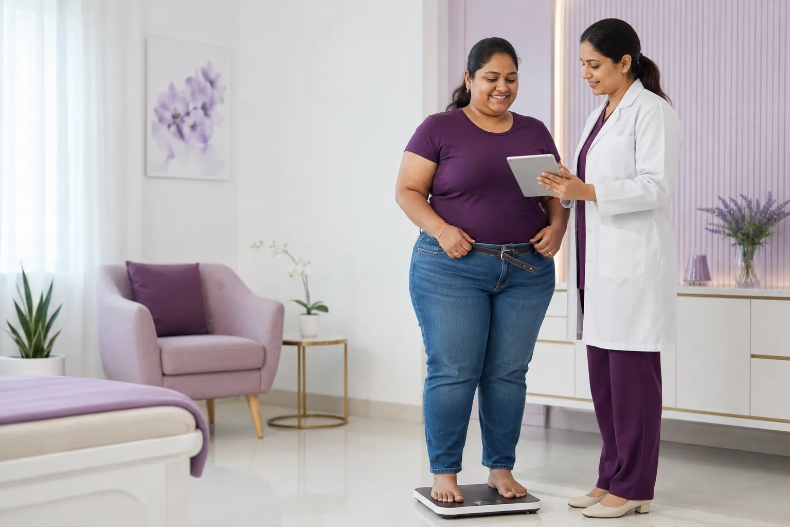 Doctor discussing weight loss after bariatric surgery results with a patient at Lux Hospitals