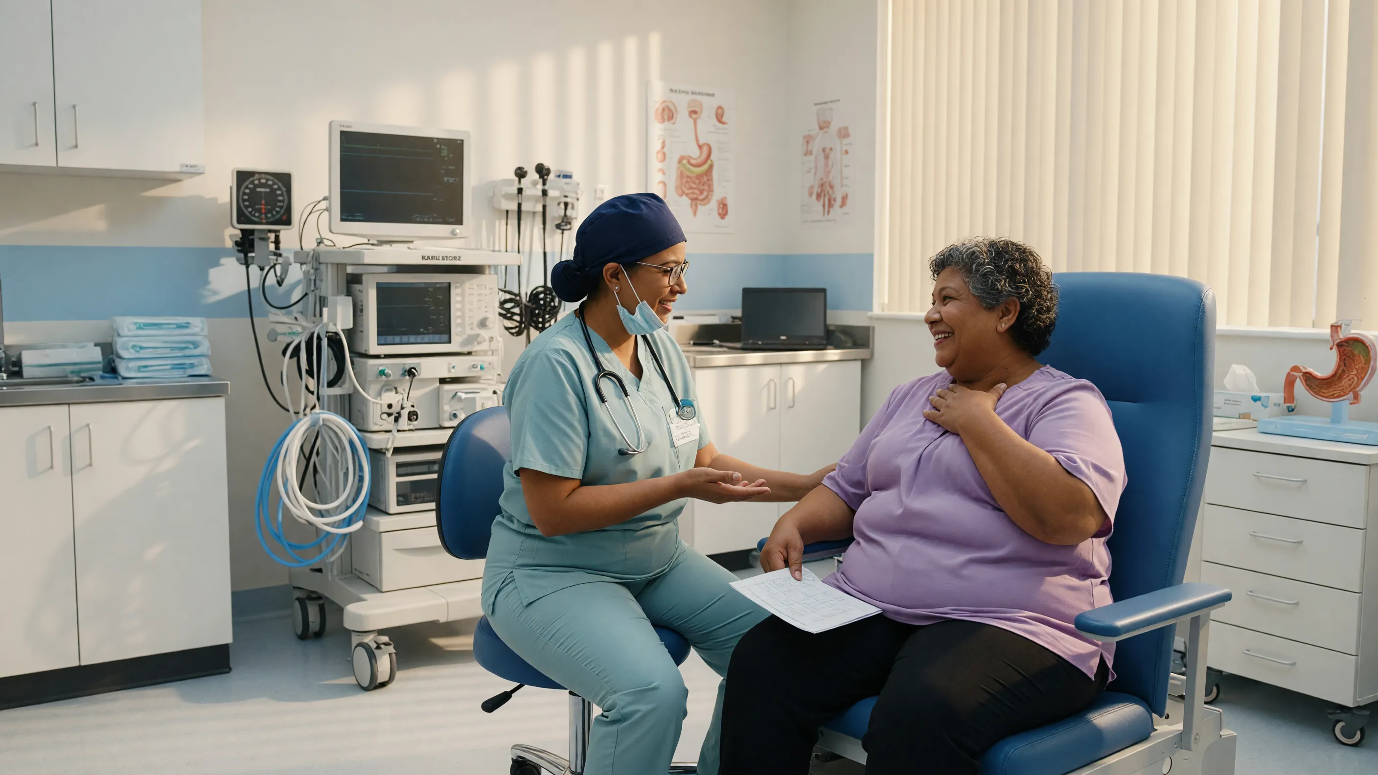 Surgeon reassuring a patient before minimally invasive bariatric surgery, showing that bariatric surgery is safe