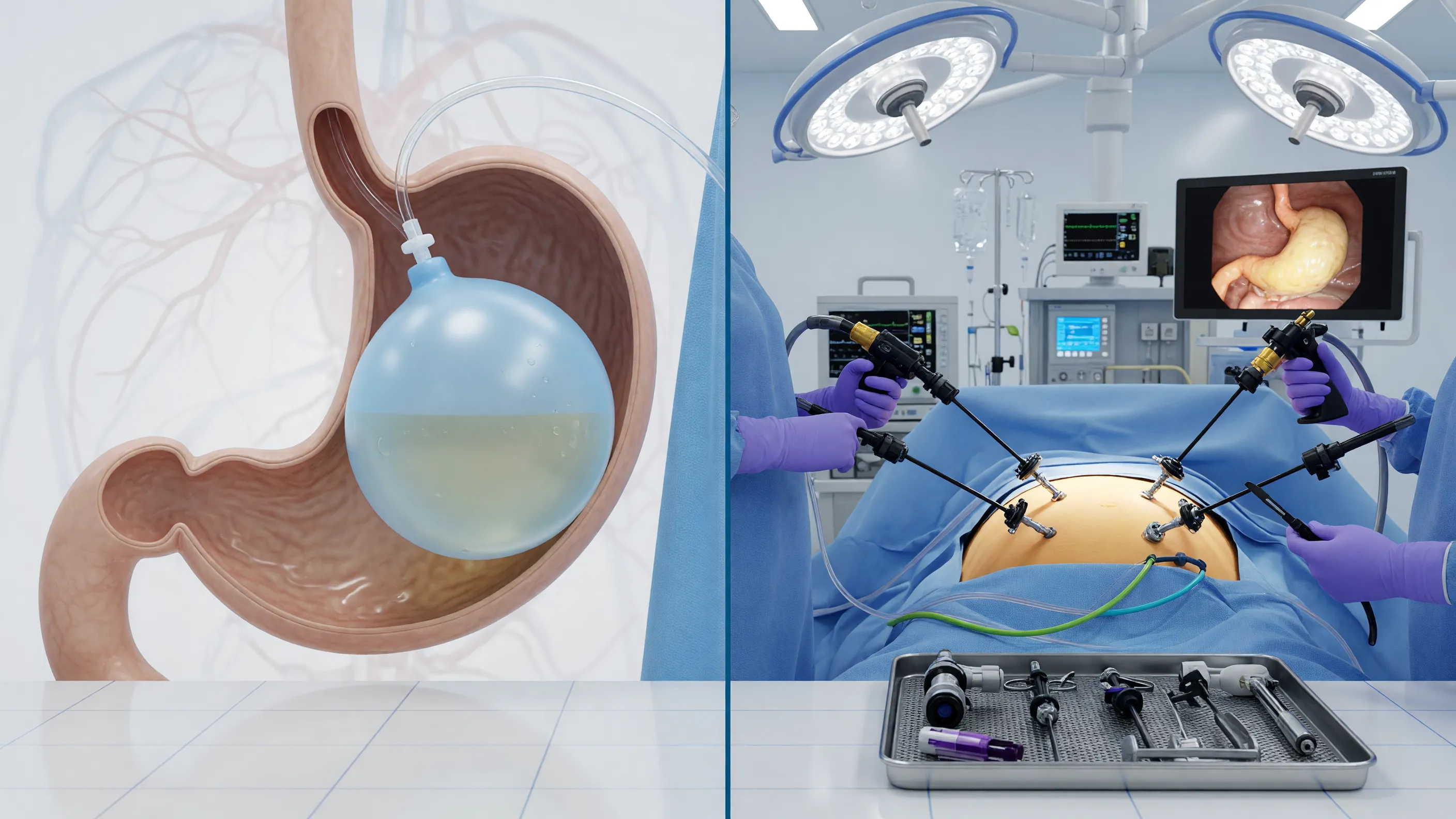 Comparison of gastric balloon vs bariatric surgery for weight loss treatment
