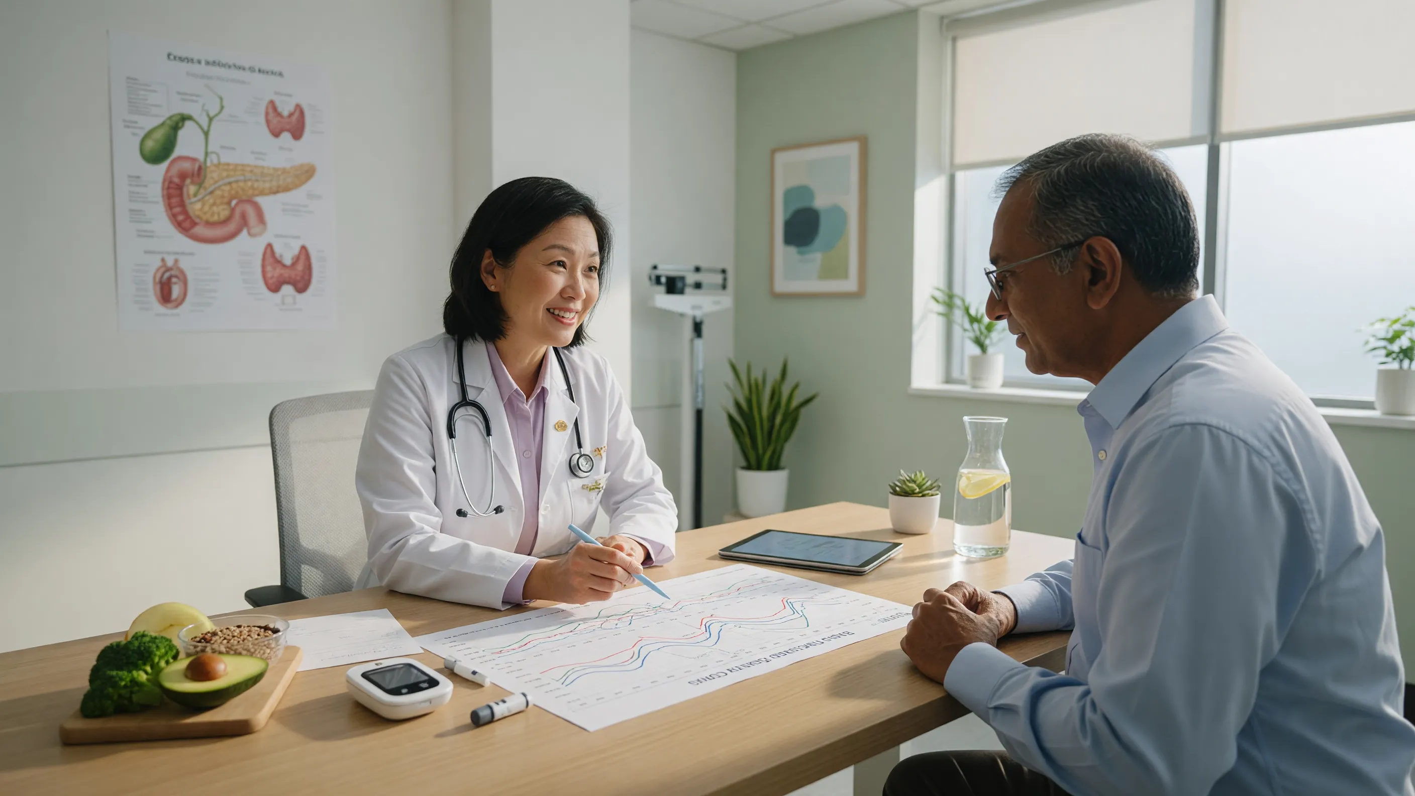 Doctor explaining insulin resistance symptoms and weight loss difficulty to a patient at Lux Hospitals