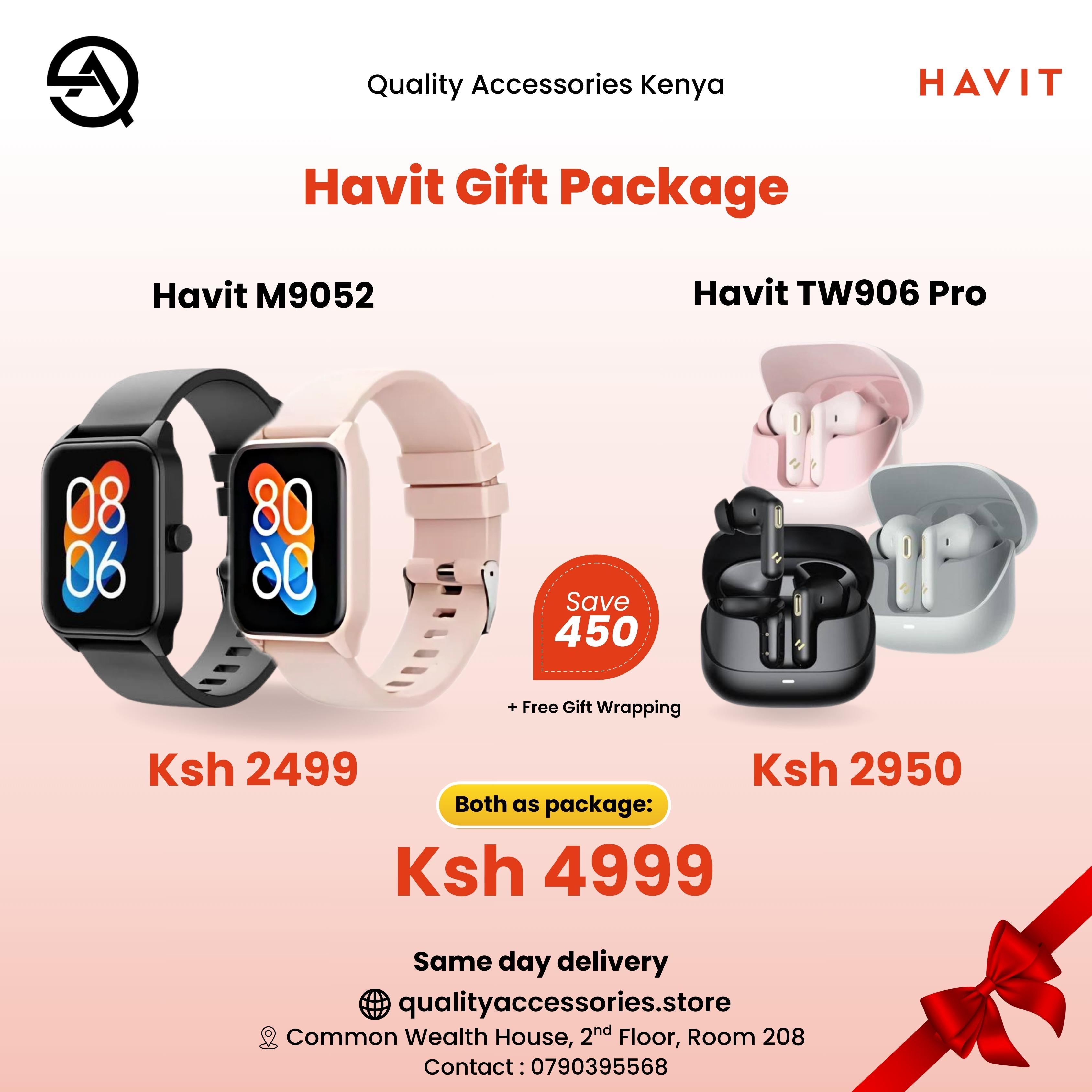Havit M9052 Small Smartwatch + Havit Tw906 Pro Gift Package