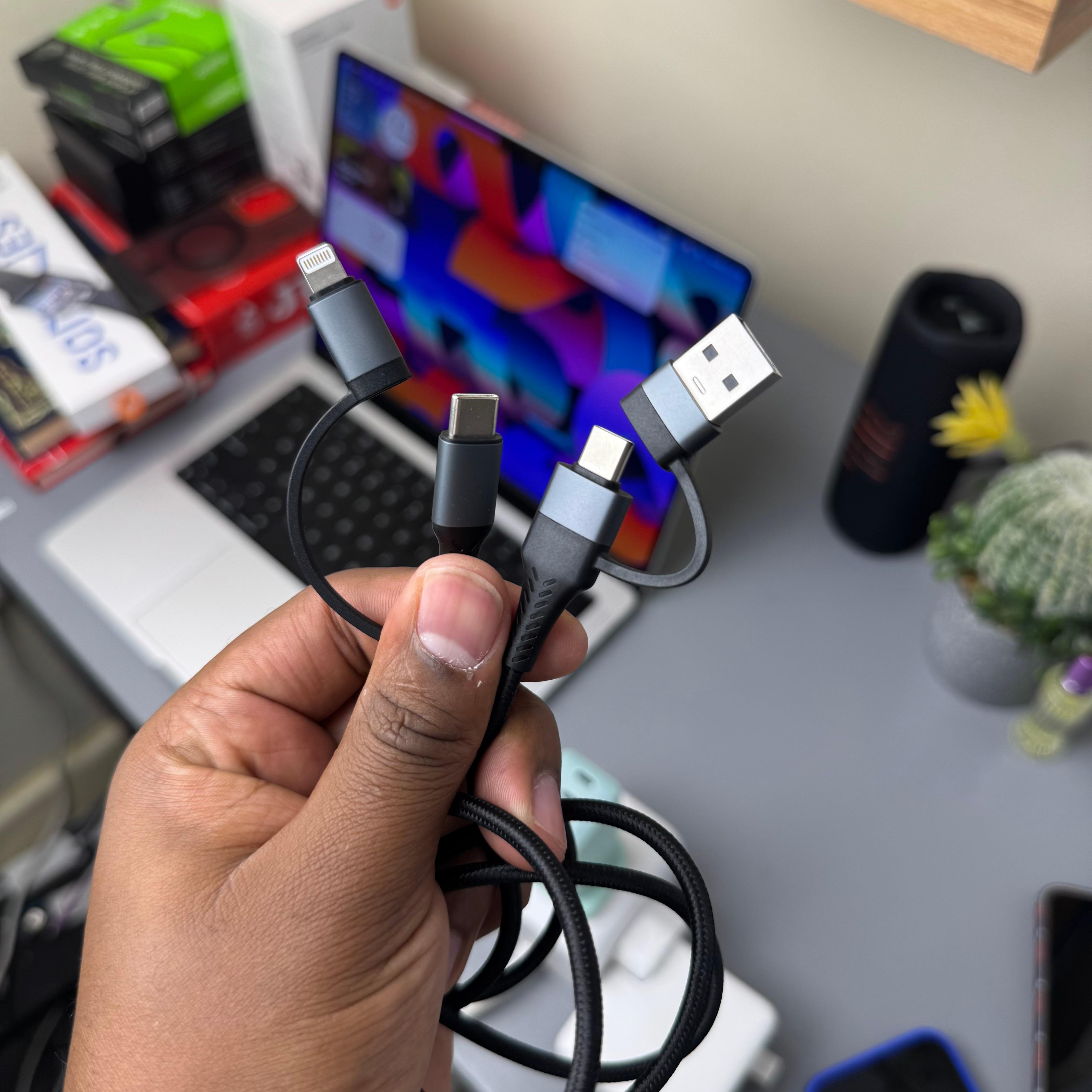 Havit Multi-purpose 4 in 1 Cable with Type A, Type C-C and iPhone lighting connector image 2