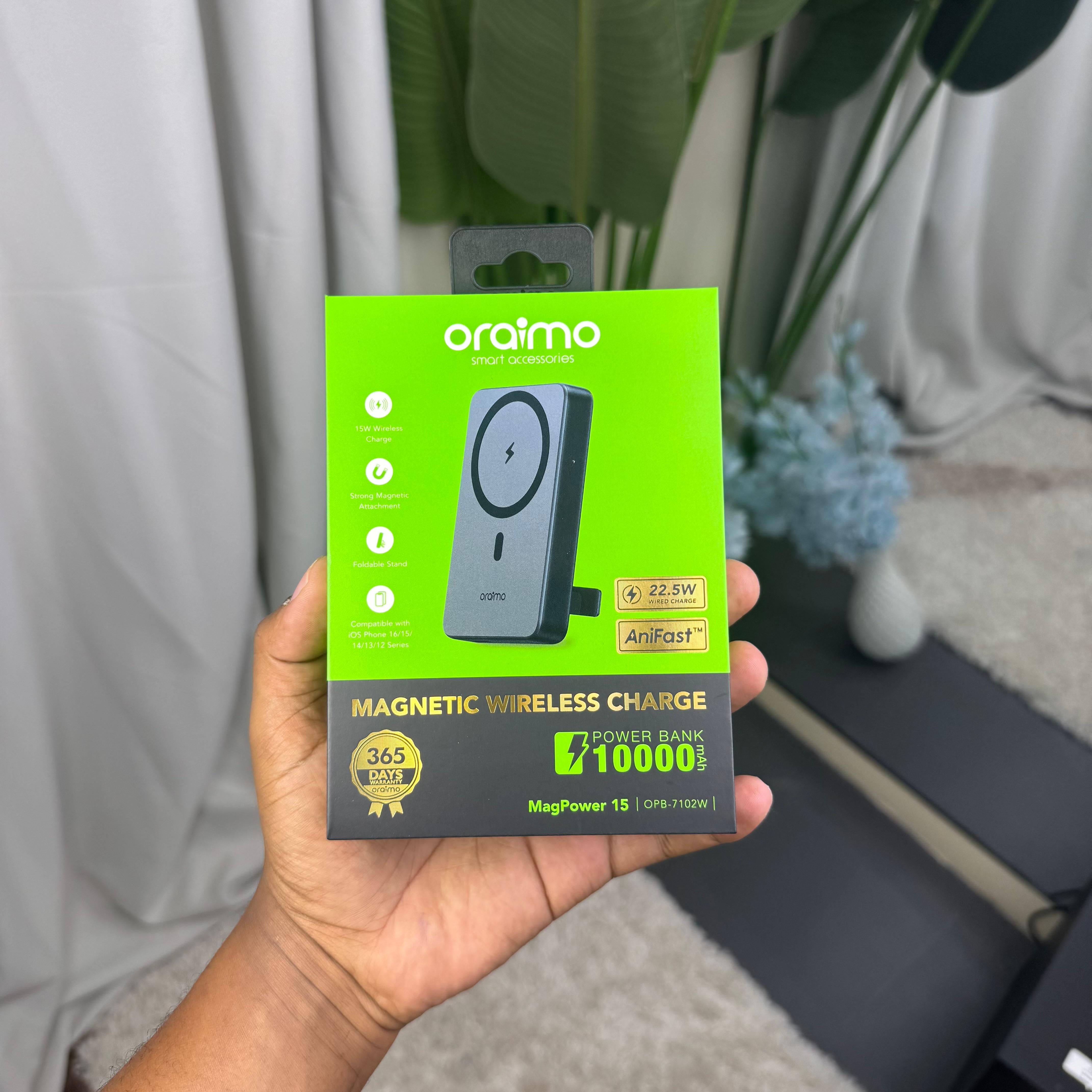 Oraimo Magpower 15 (10000mAh) Magnetic Wireless Powerbank with Fast Wired Charging