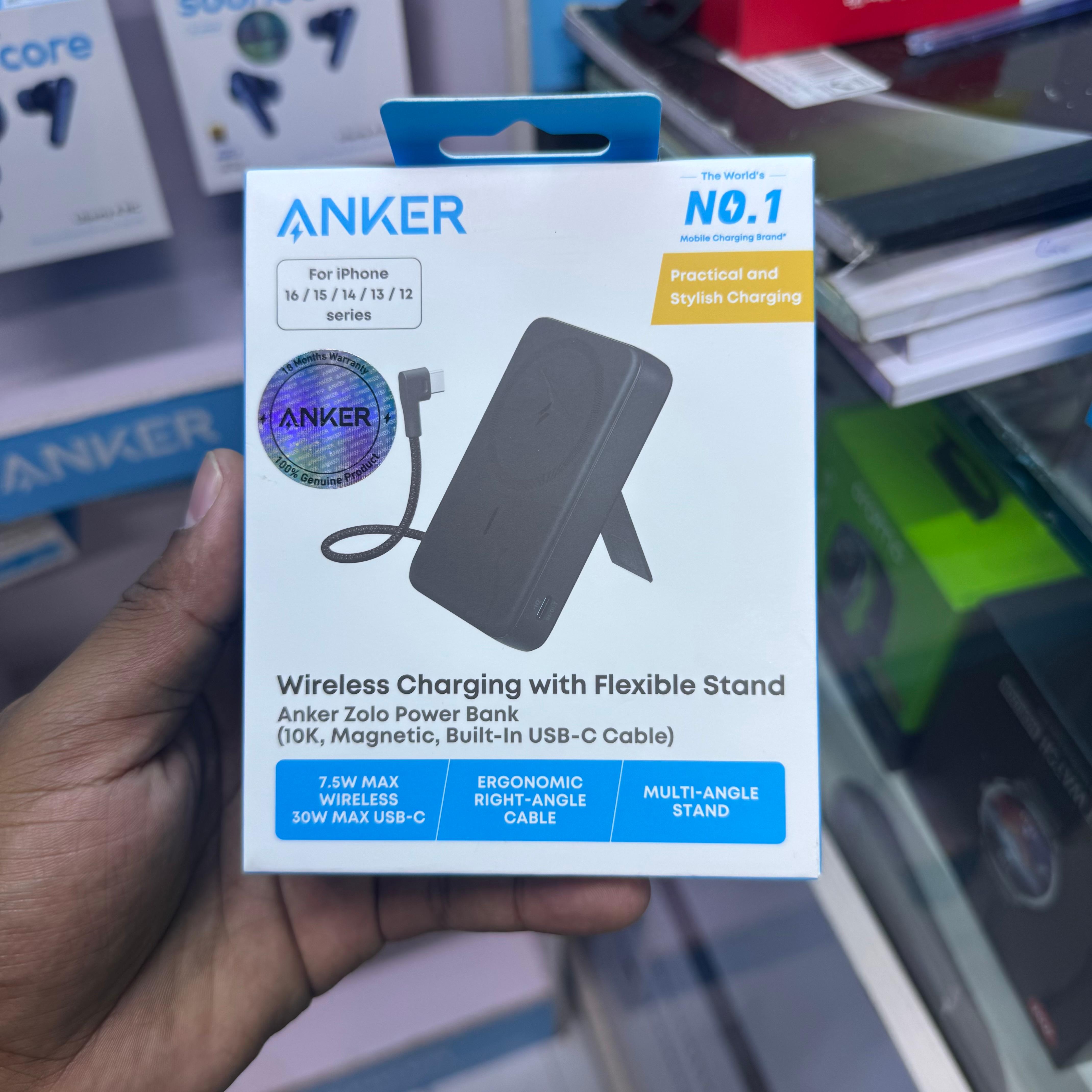 Anker Zolo Magnetic Power Bank (10K,30W,Built-in USB-C Cable) image 2