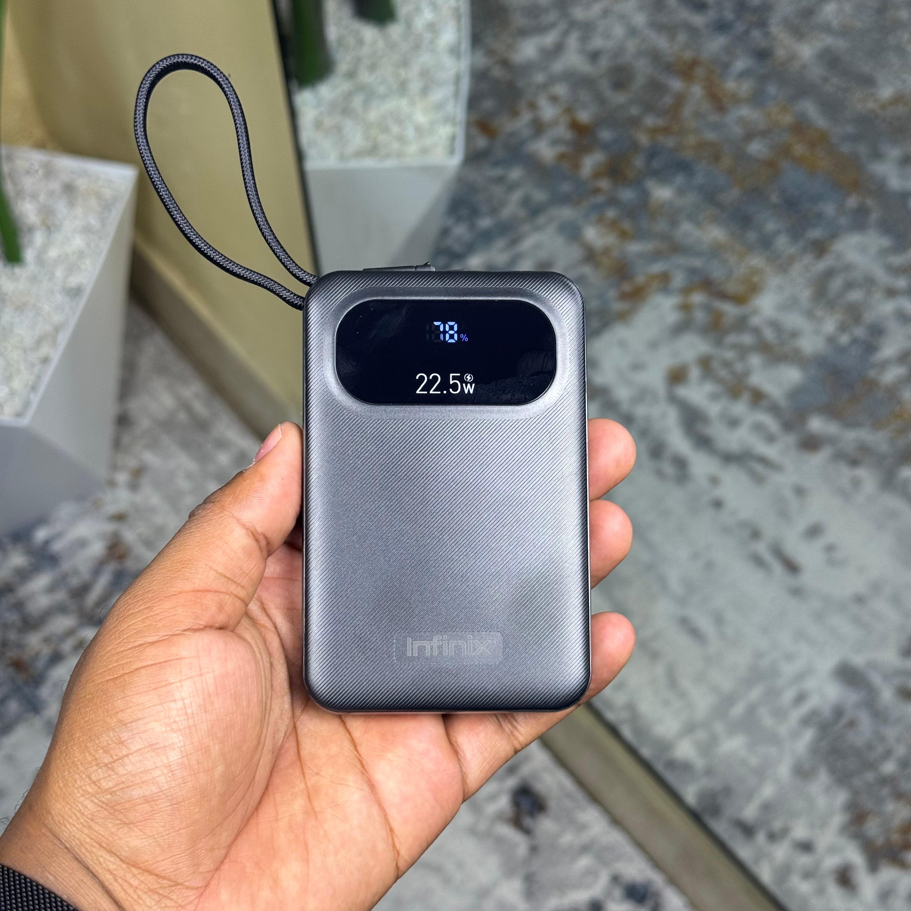 Infinix Xpower 10 Pro 10000mAh 22.5 Portable Powerbank with attached braided cable