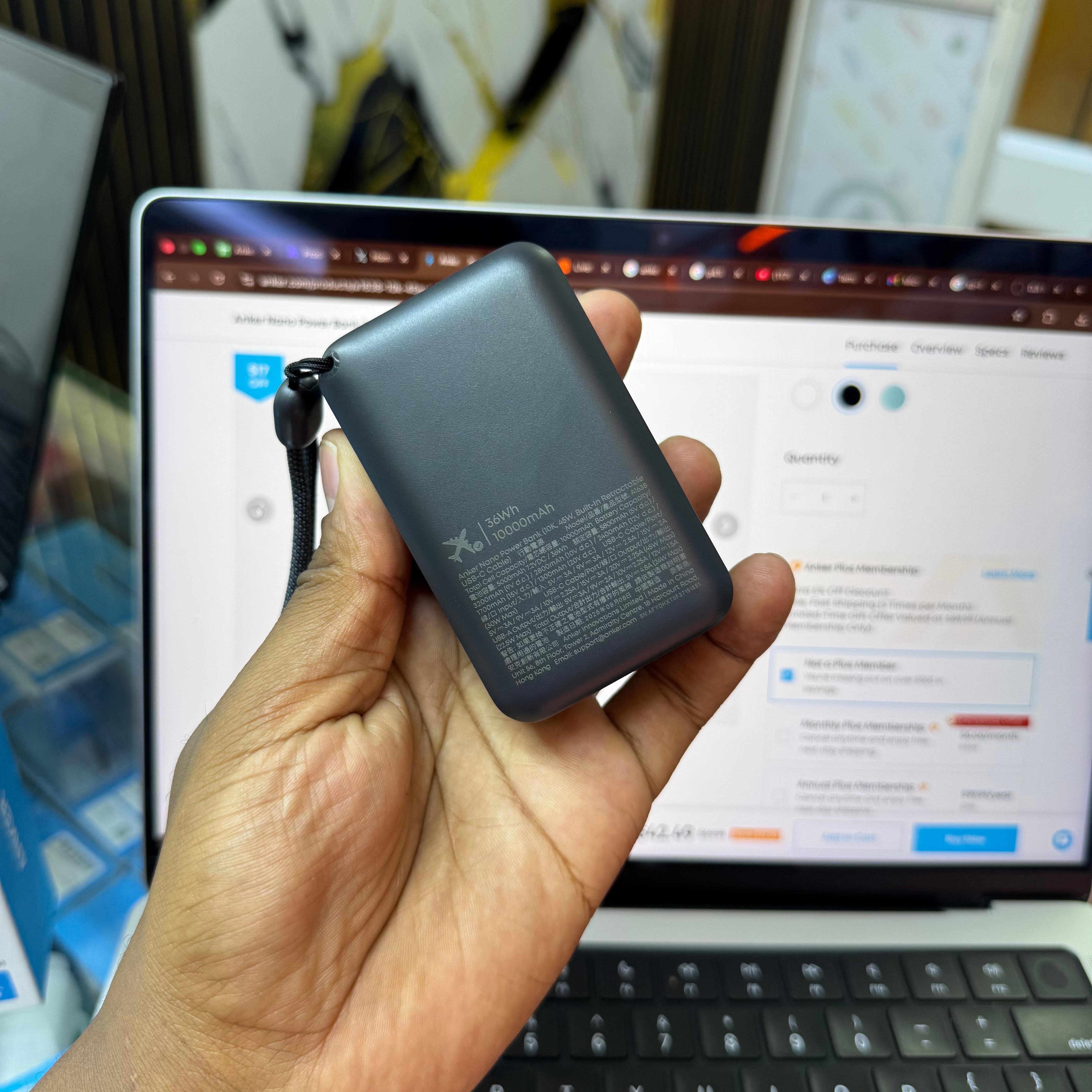 Anker Nano Powerbank with 45W fast charging, 10,000mAh capacity and built in retractable USB-C cable image 6