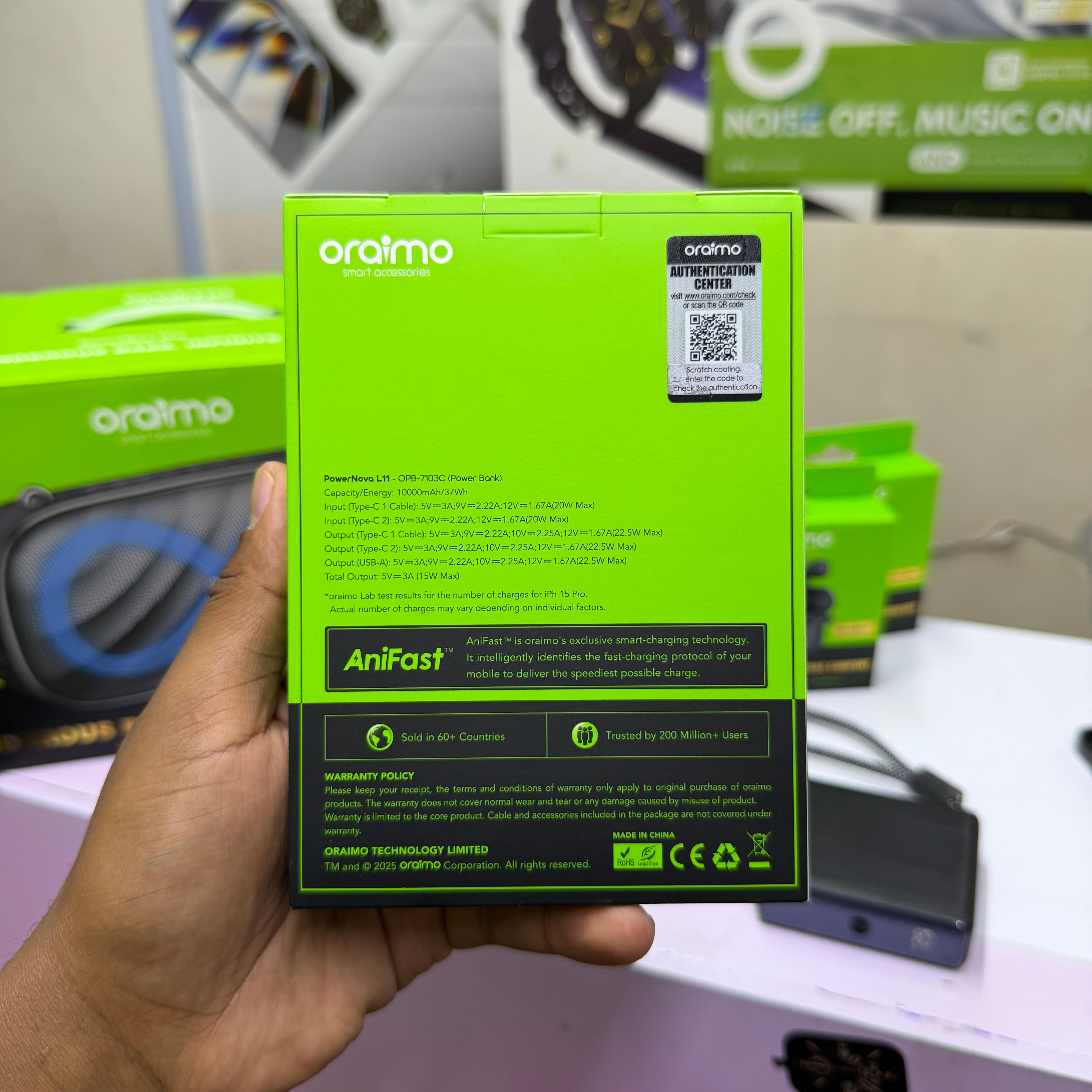 Oraimo PowerNova L11 Portable Powerbank with attached Type C Braided Cable 22.5W  OPB-7103C image 7