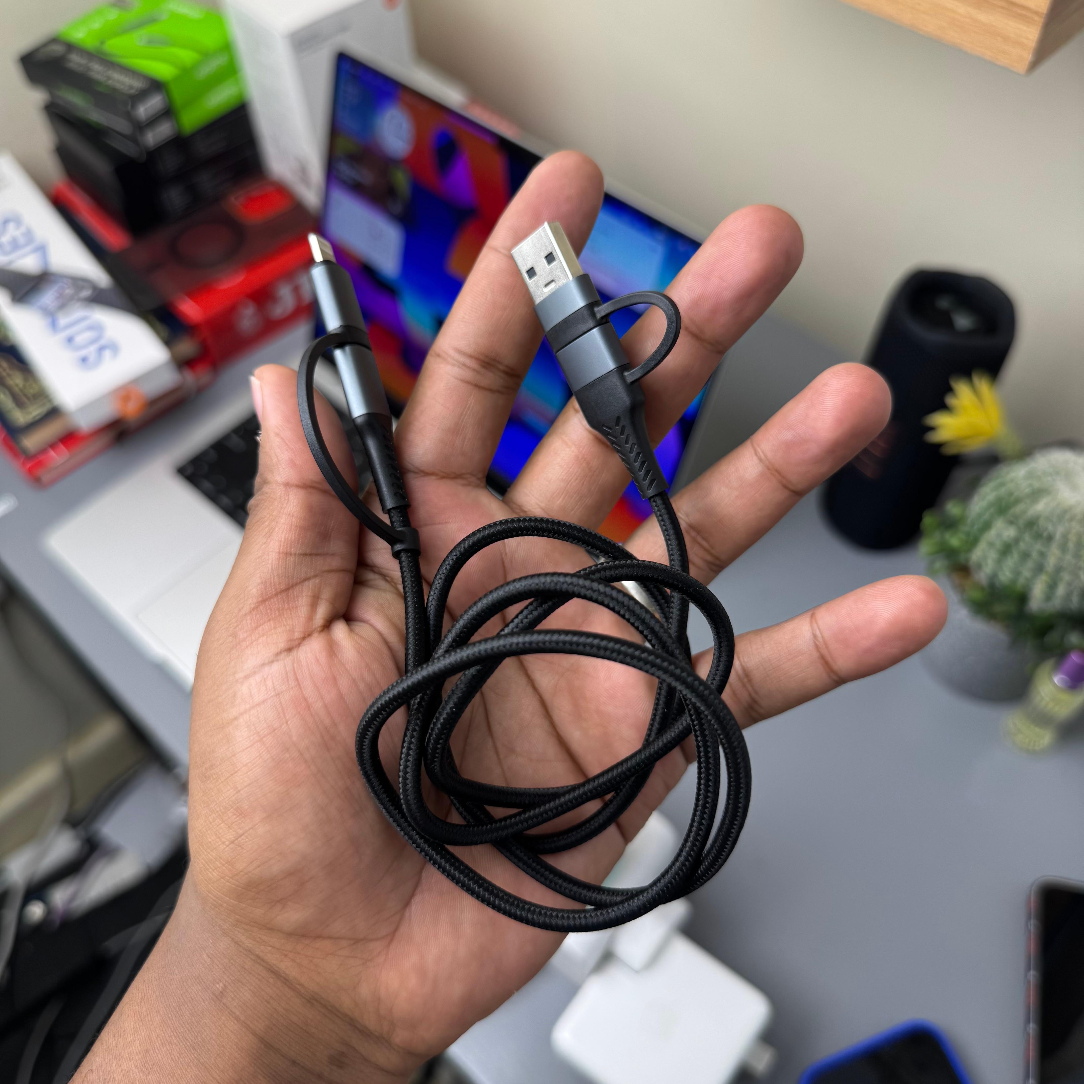 Havit Multi-purpose 4 in 1 Cable with Type A, Type C-C and iPhone lighting connector image 3