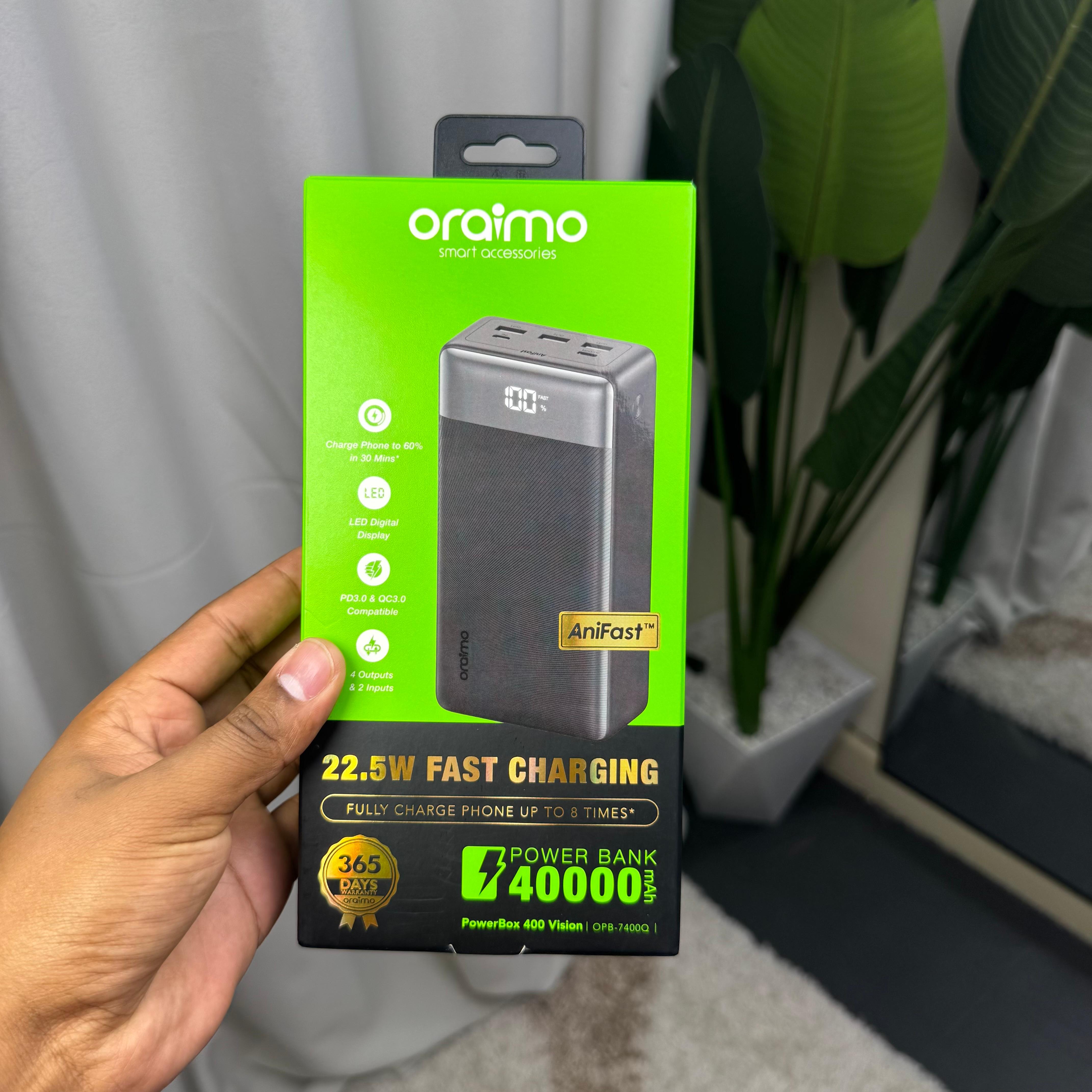 Oraimo Powerbox 400 Vision 40000mAh Powerbank with Pd 3.0 and Qc 3.0