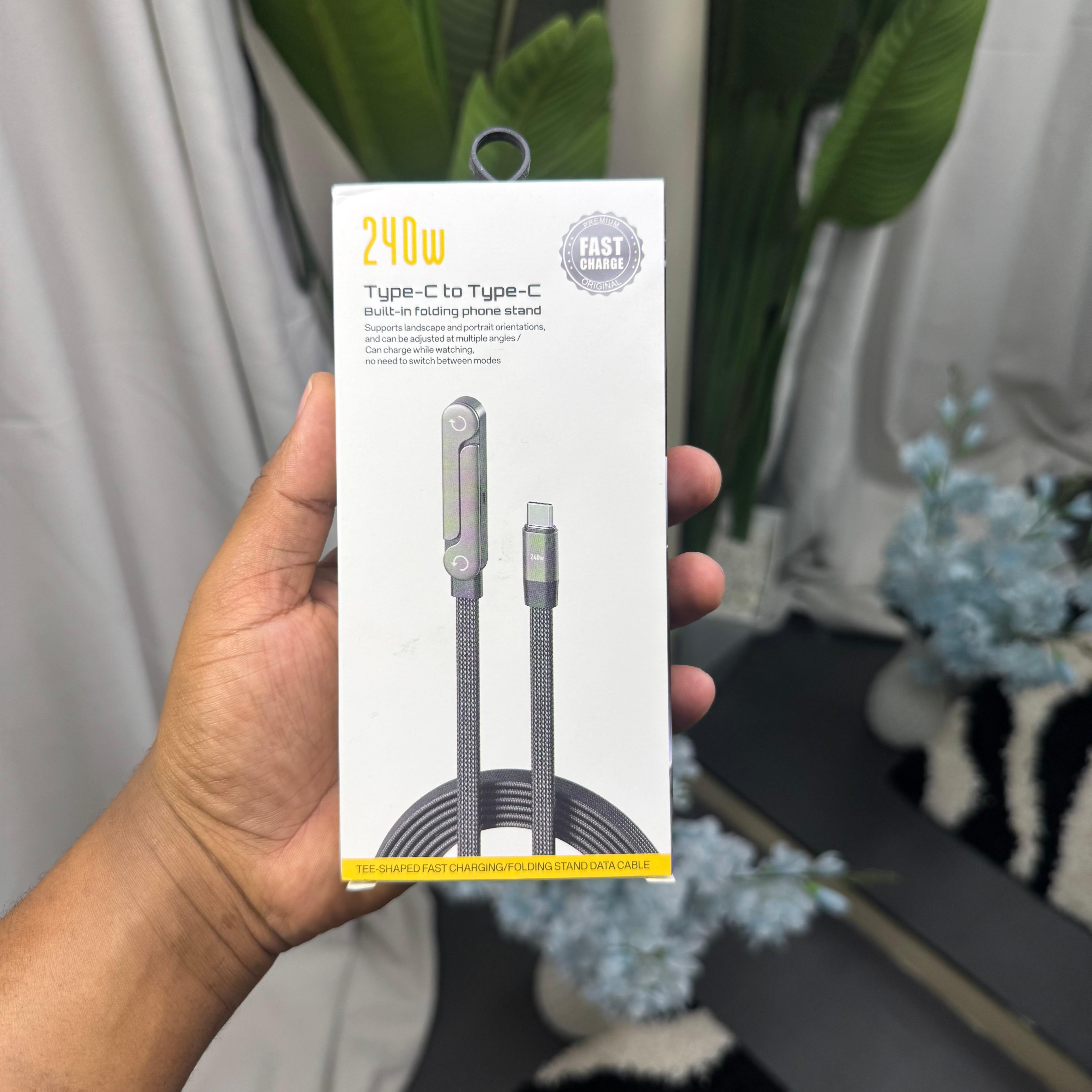 New 90-Degree 240W Fast Charging Braided Gaming Cable