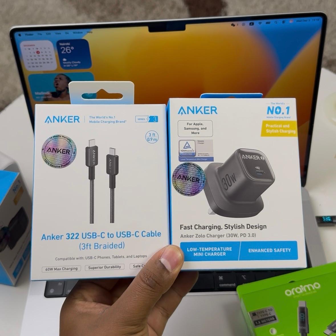 Full Charger Set (Anker 30W Charger + Anker 60W Cable)