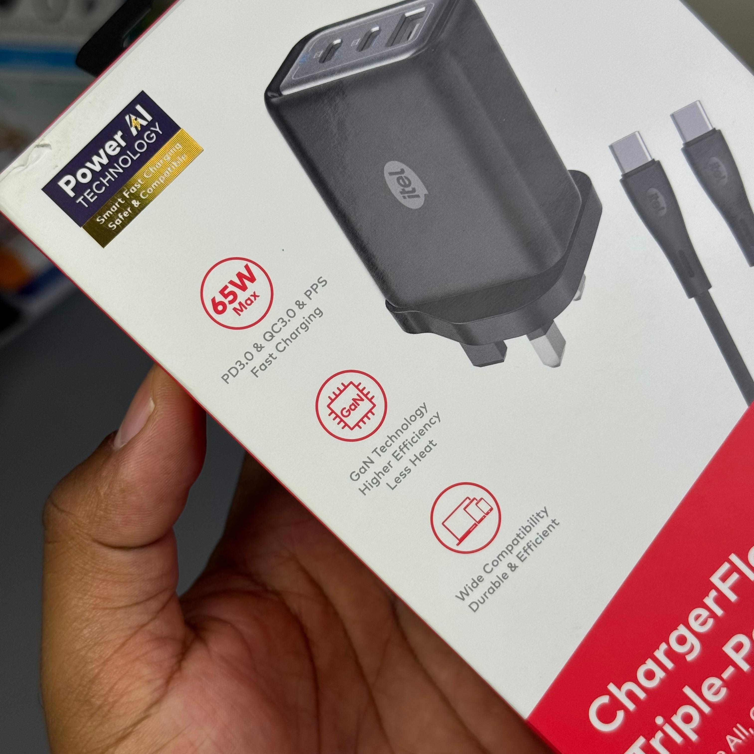 Itel Charger Flow I 65W Tripple Port GaN Phone and Laptop Charger image 8
