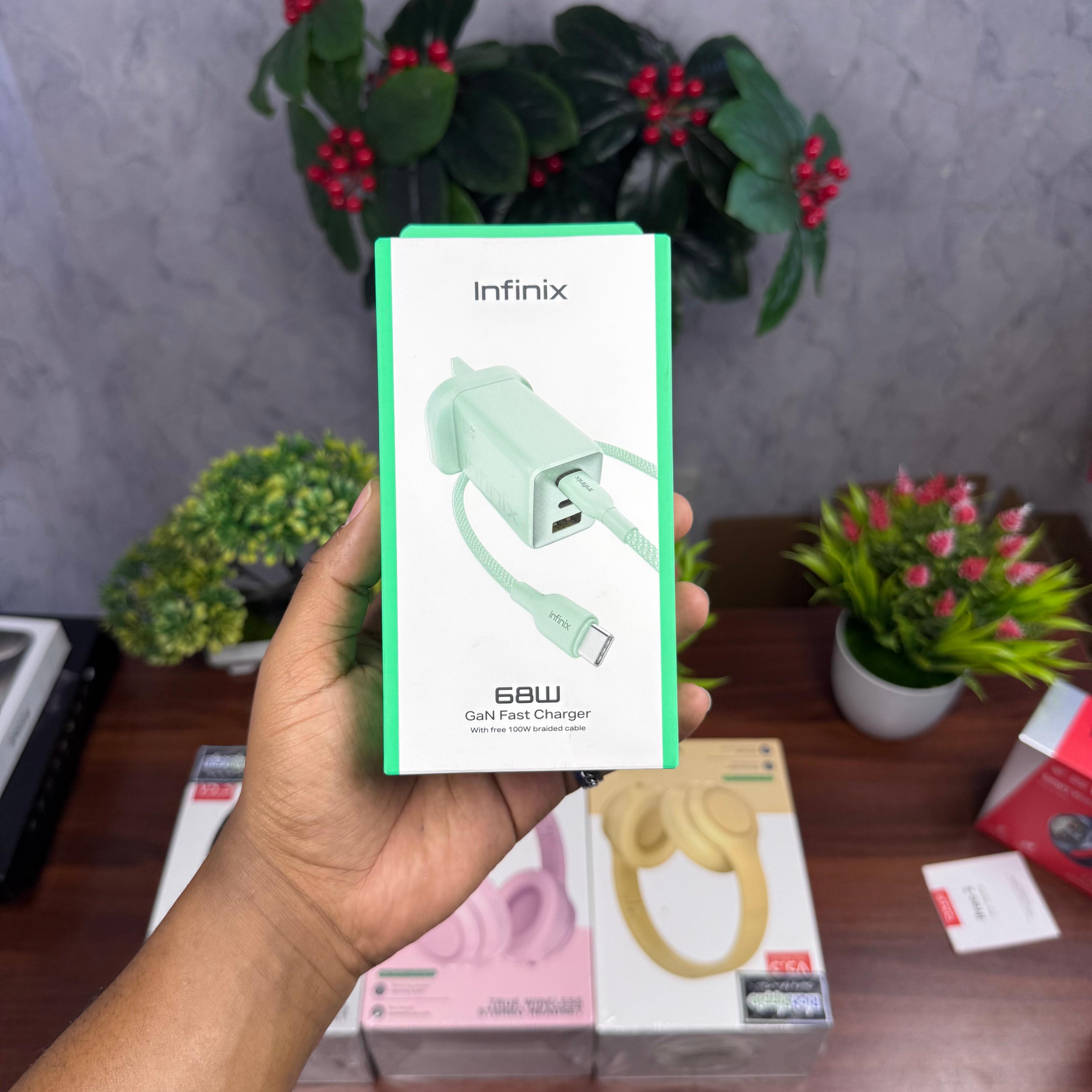 Infinix 68W GaN Fast Charger for Apple, Samsung, laptop