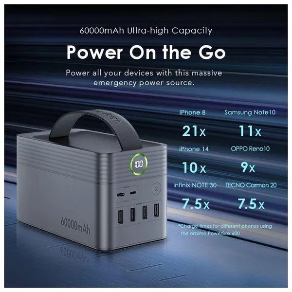 Oraimo Powerbox 600 60000mAh emergency powerbank image 4