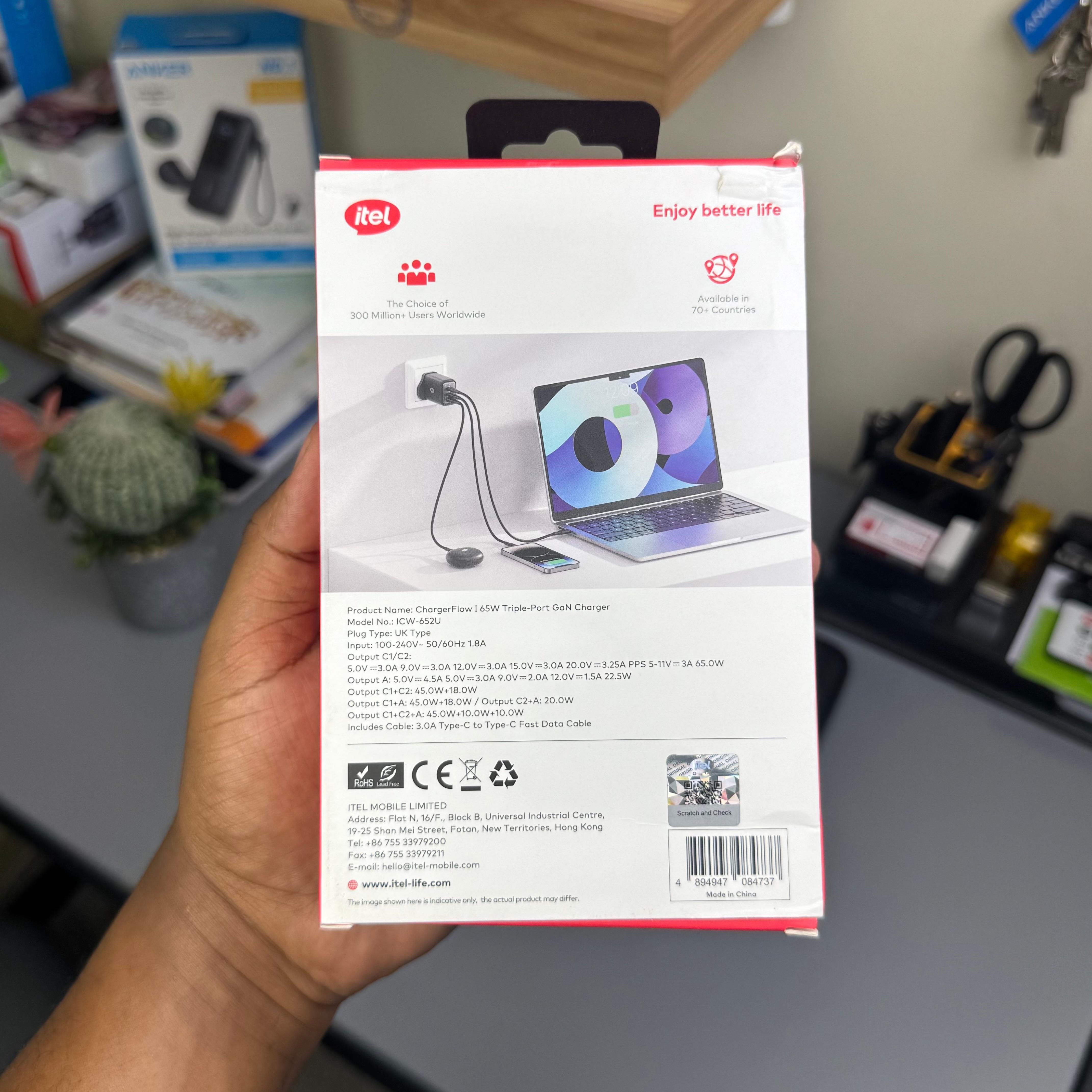 Itel Charger Flow I 65W Tripple Port GaN Phone and Laptop Charger image 9