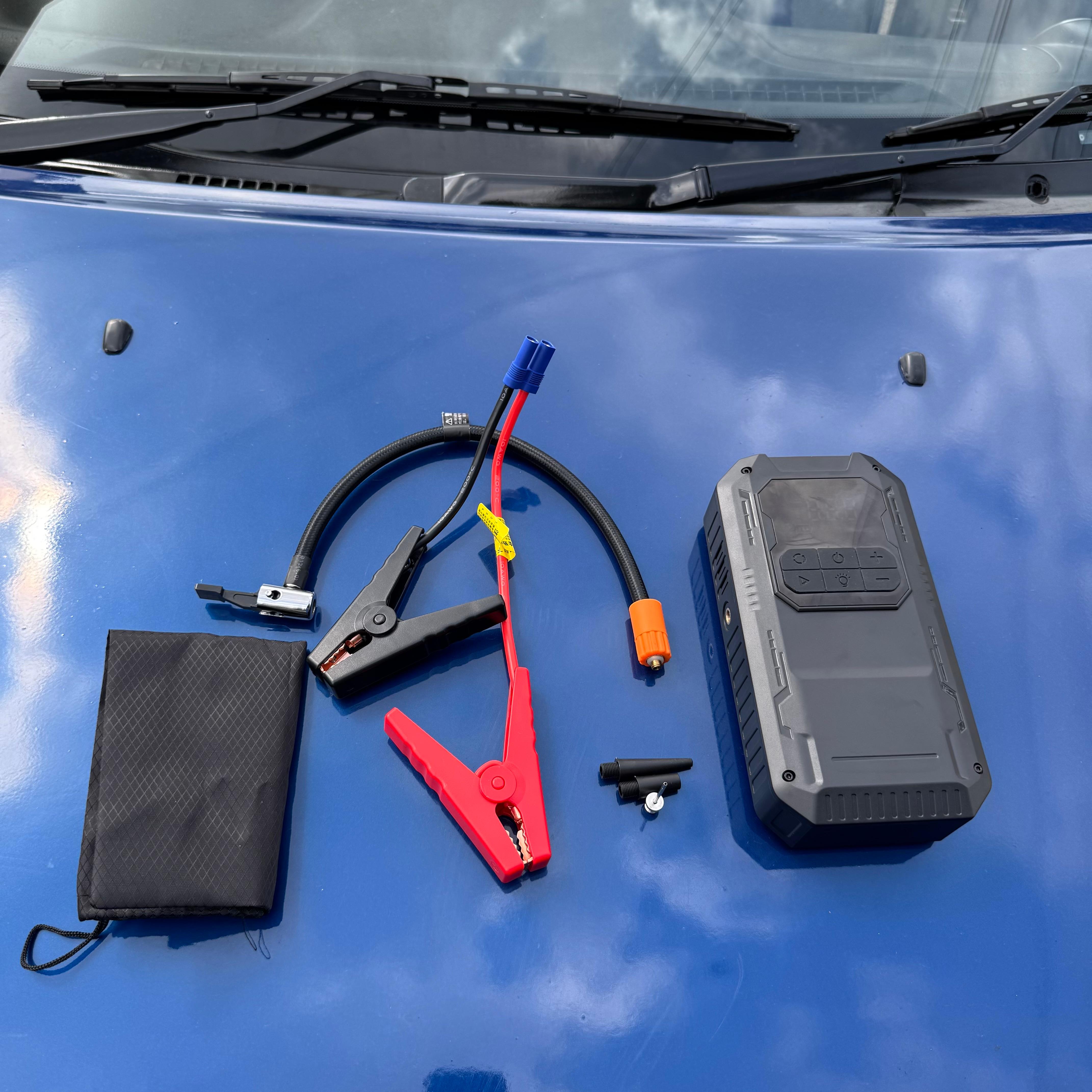 Tire Inflator Portable Air Compressor  & Car Jump Starter With Powerbank and Led Light