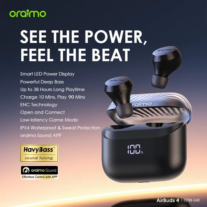 Oraimo AirBuds 4 ENC True Wireless Earbuds image 3
