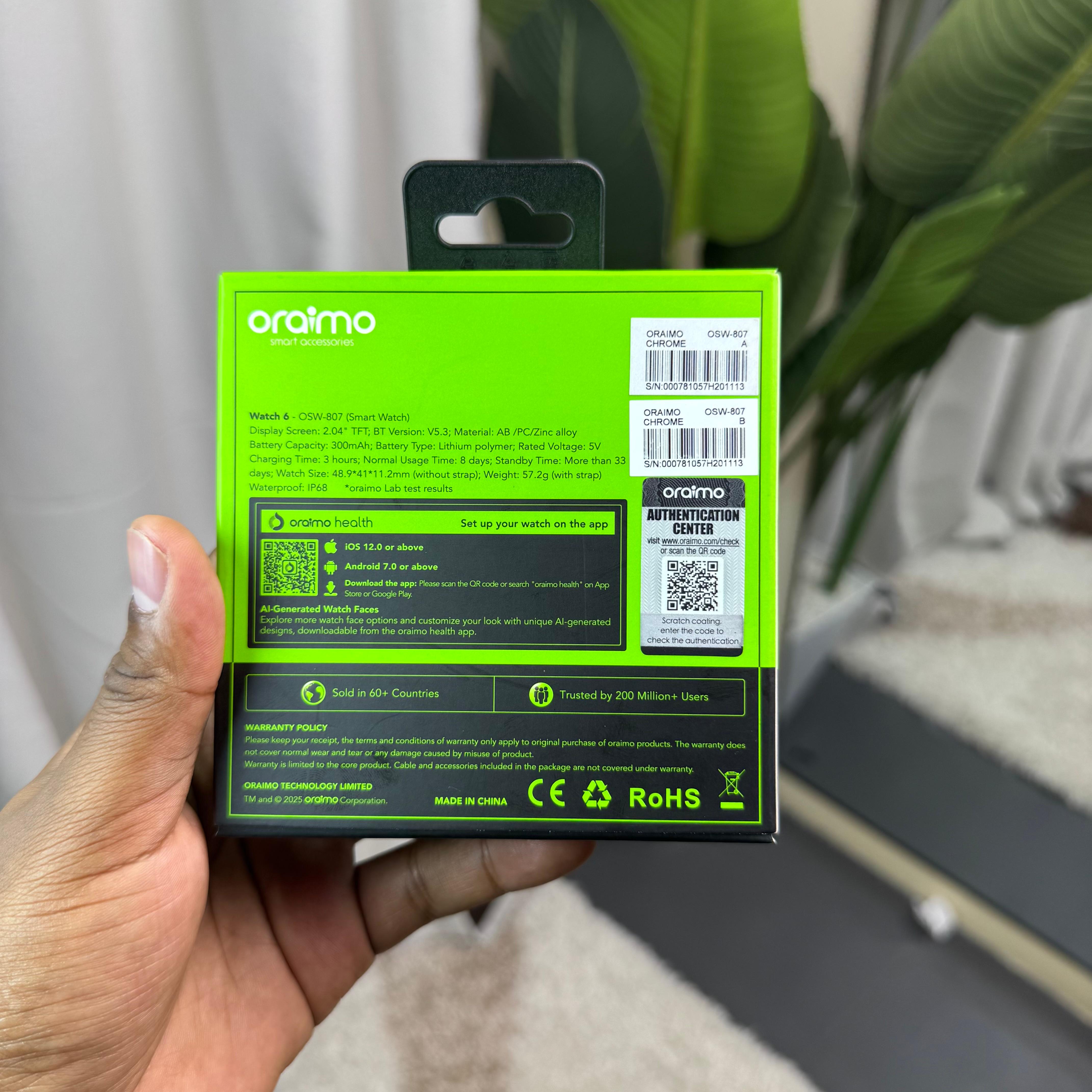 Oraimo Watch 6 OSW-80 2.04 Square Anti-Scratch Display image 5