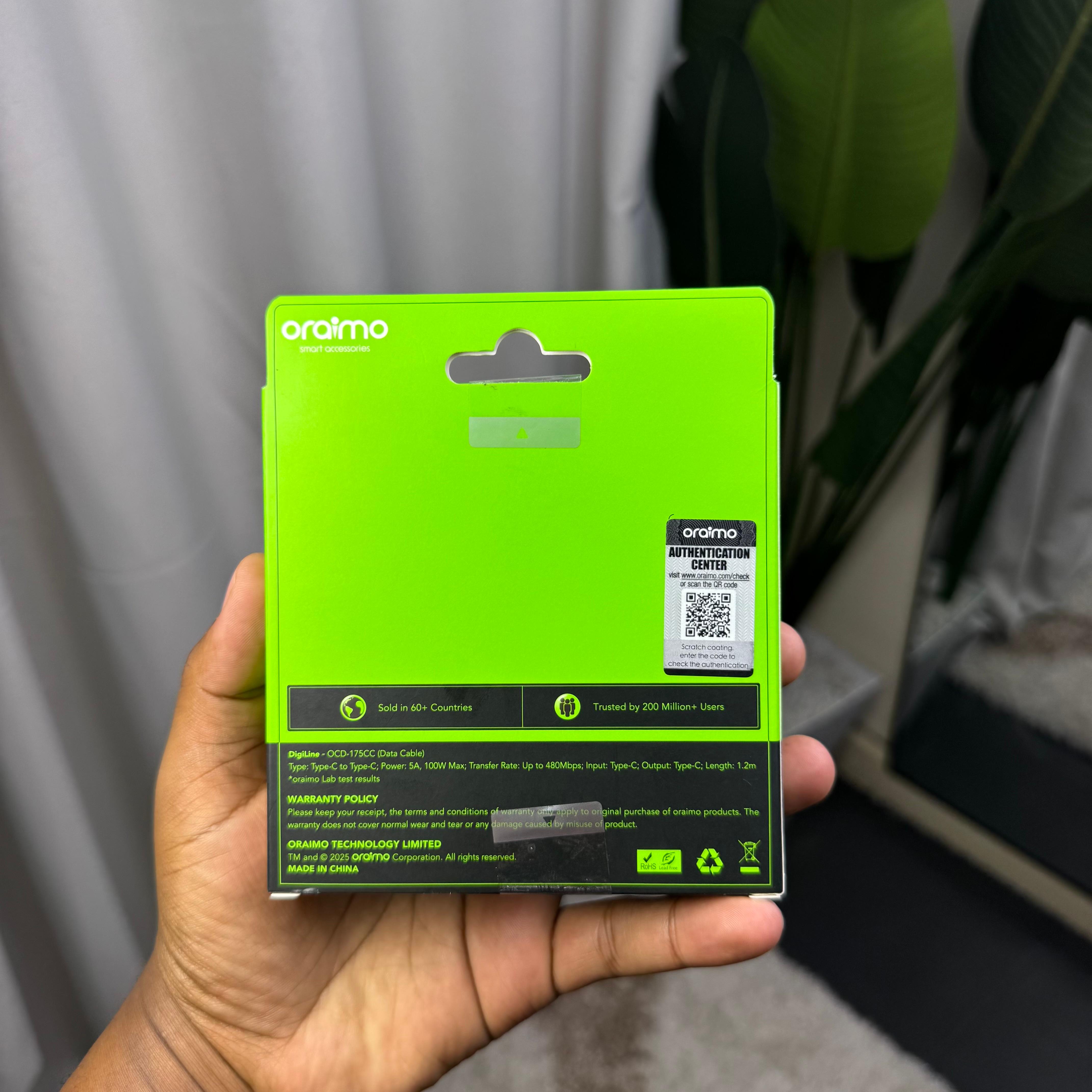 Oraimo DigiLine 100W Fast Charging Braided Cable with Real time display image 5