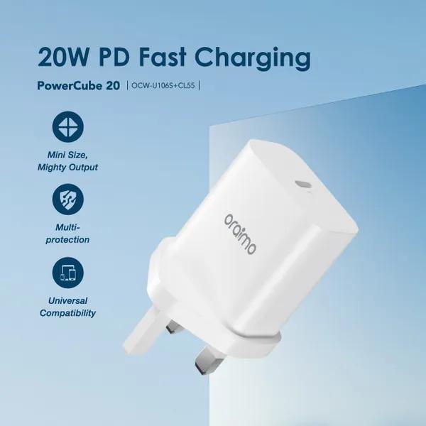 Oraimo PowerCube 20 20W Wall Charger Kit (Iphone) image 2