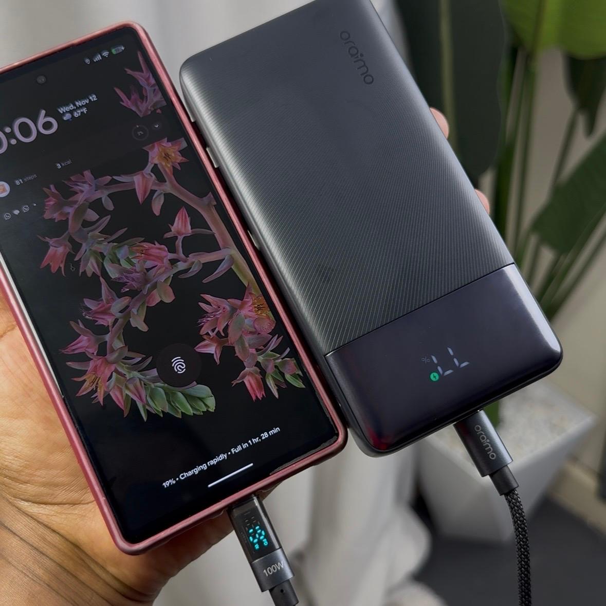 Oraimo DigiLine 100W Fast Charging Braided Cable with Real time display image 3