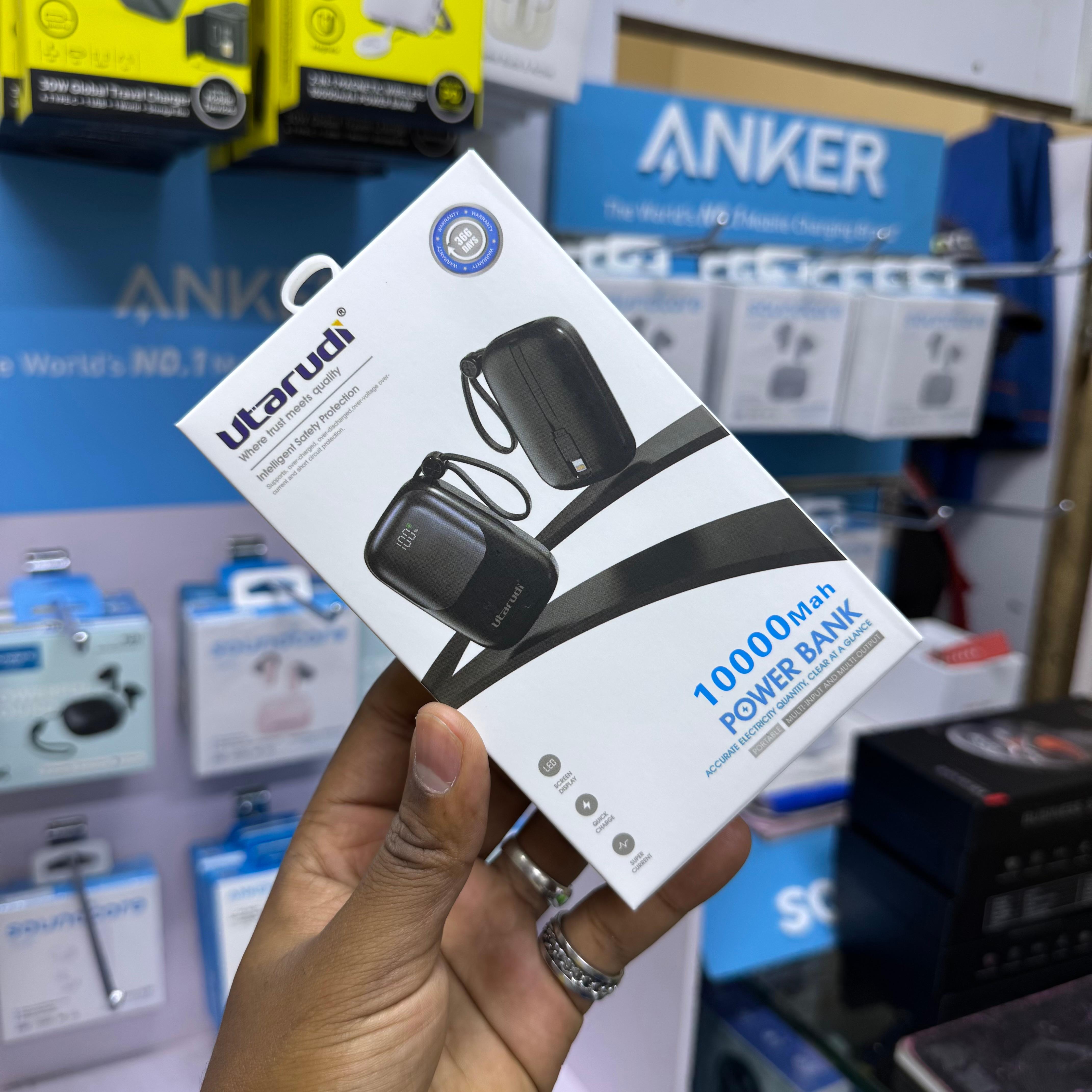 Utarudi 10000mAh portable powerbank with cables image 6