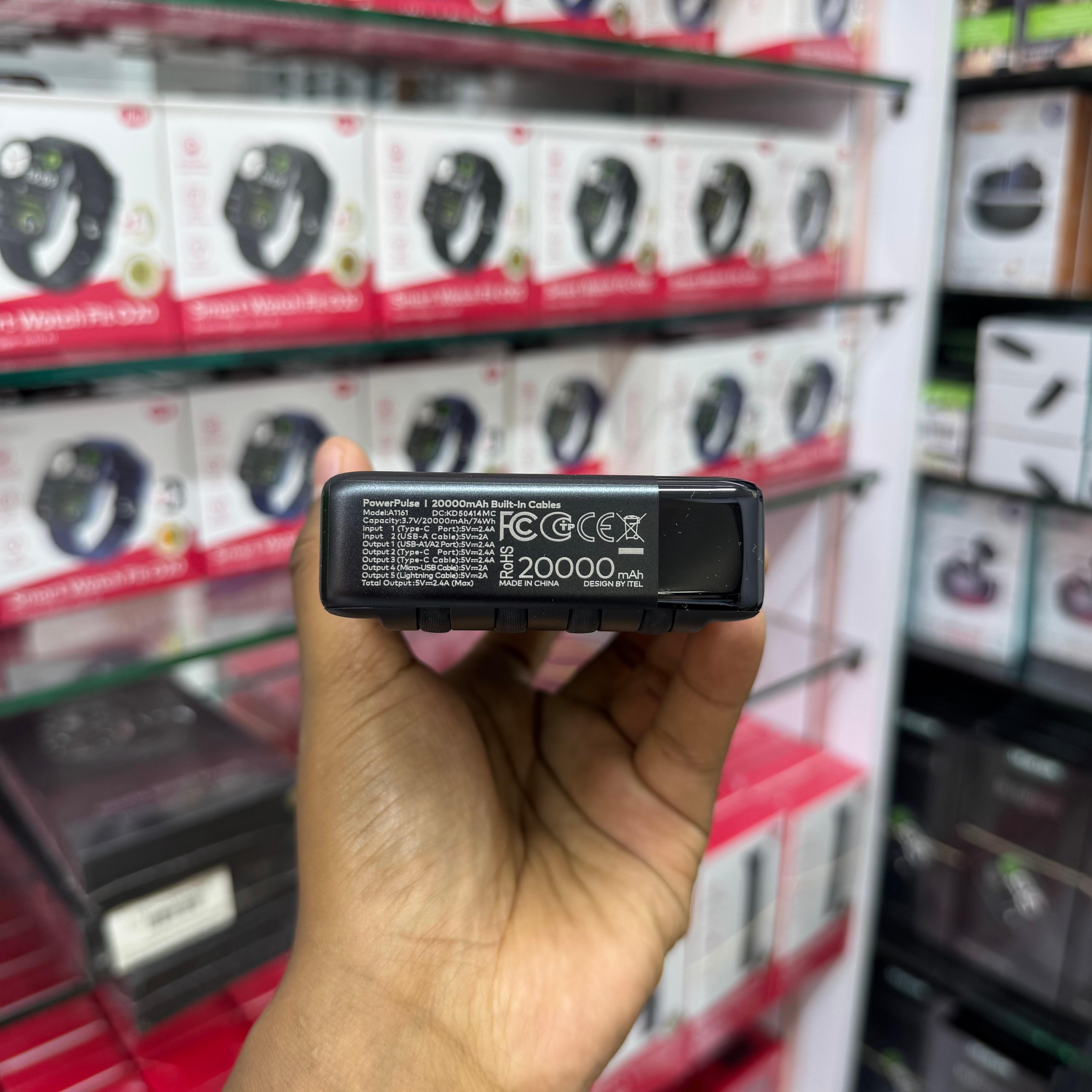 Itel PowerPulse I 20000mAh Powerbank with built in Cables image 7