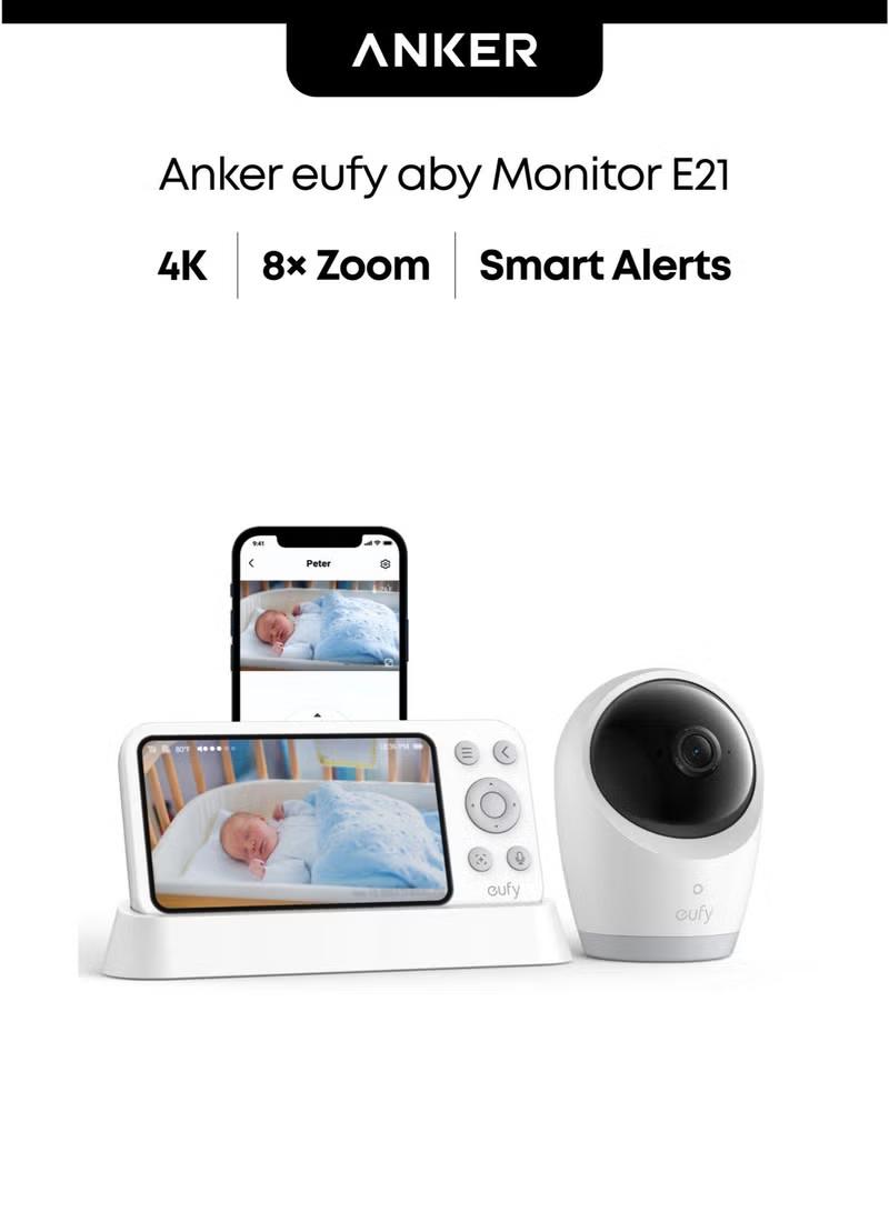 eufy Baby Monitor E21 with 4K Camera, Hybrid Wi-Fi and No Wi-Fi Connection, App and Monitor Control, Ultra-Clear Night View, Pan-Tilt, 8× Zoom, Portable Camera with Built-In Battery, ANR, Smart Alerts